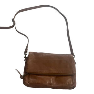 Lucky Brand Caro Brown Cognac Soft Leather Envelope Crossbody Purse Bag
